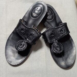 ❤️JACK ROGERS NORDSTROMS BLACK LEATHER FLIP FLOP SANDALS SIZE 6